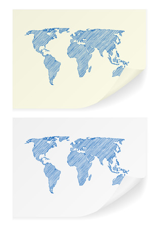 Scribble world map on a white background.のイラスト素材