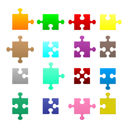 Colors jigsaw puzzle pieces on a white background.のイラスト素材