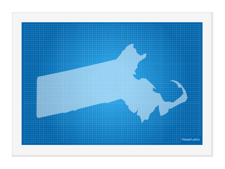 Massachusetts on blueprint on a white background.のイラスト素材
