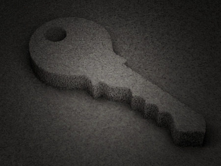 Stone key symbol textured background. 3D illustration.の写真素材