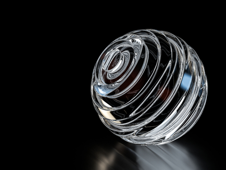 Abstract glass ball on black background. 3D illustration.の写真素材