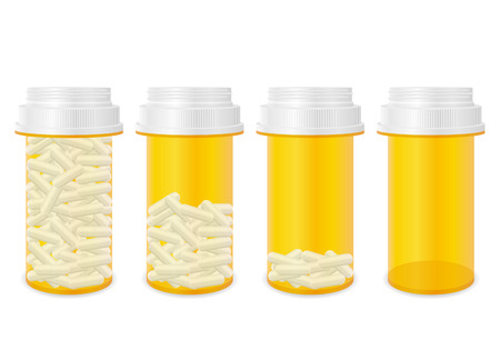Bottle with pills set on a white background.のイラスト素材