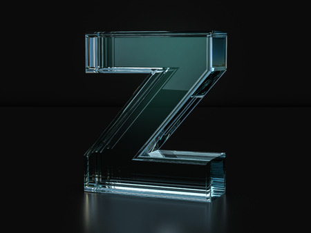 Glass letter Z on a black background. 3D illustration.の写真素材