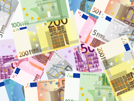 Background formed from different euro banknotes. Vector illustration.のイラスト素材