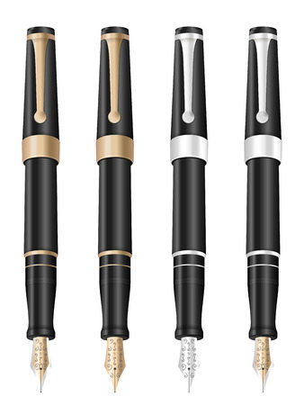 Fountain pen set on a white background.のイラスト素材