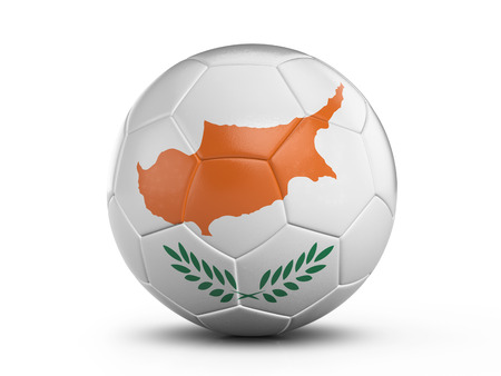 Soccer ball Cyprus flag on a white background. 3D illustration.の写真素材