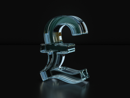 Glass pound symbol on a black background. 3D illustration.の写真素材