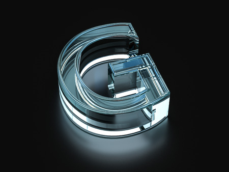 Glass letter G on a black background. 3D illustration.の写真素材