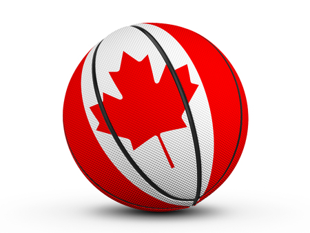 Basketball ball Canada flag on a white background. 3D illustration.の写真素材