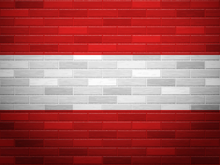 Austria flag on textured brick wall.のイラスト素材