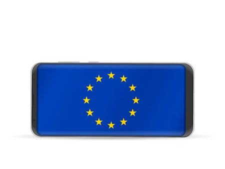 Mobile phone with National flag of Europe on a white background.のイラスト素材