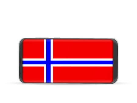 Smart phone Norway flag on a white background.のイラスト素材
