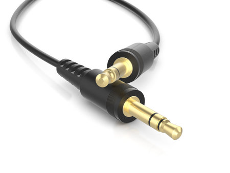Stereo jacks on a white background. 3d illustration.