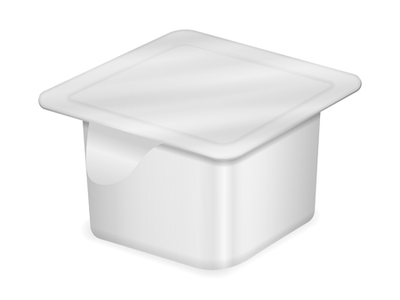 Plastic pack yogurt on a white background. Vector illustration.のイラスト素材
