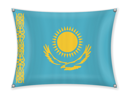Waving Kazakhstan flag on a white background.のイラスト素材