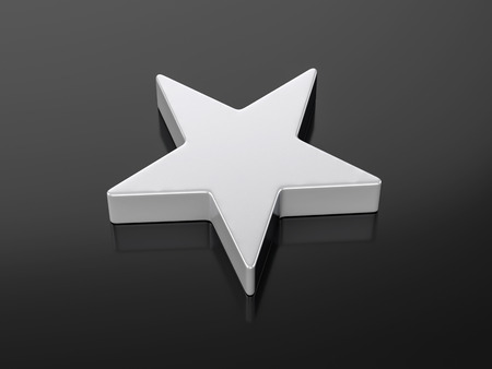 Metallic star symbol on a black background. 3d illustration.の写真素材