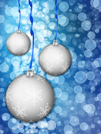 Christmas balls on defocus background. Vector illustration.のイラスト素材