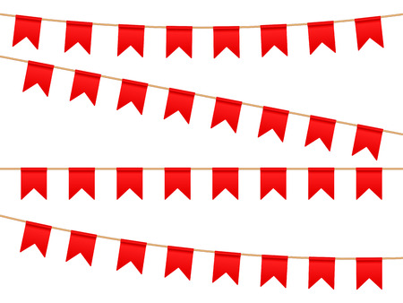 Red flags on wash line. Vector illustration.のイラスト素材