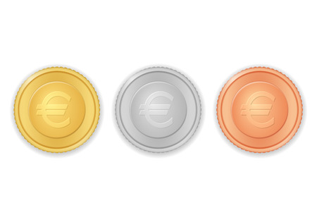Coins with euro symbol on a white background.のイラスト素材