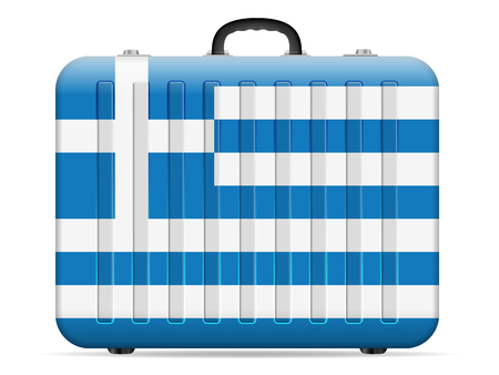 Greece flag travel suitcase on a white background. Vector illustration.のイラスト素材