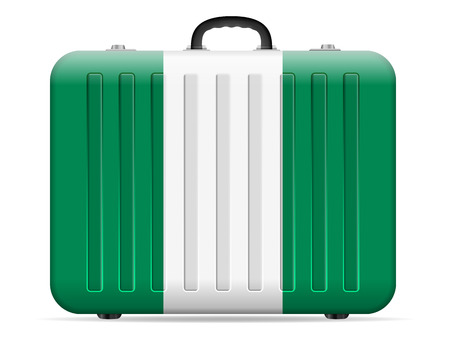 Nigeria flag travel suitcase on a white background. Vector illustration.のイラスト素材