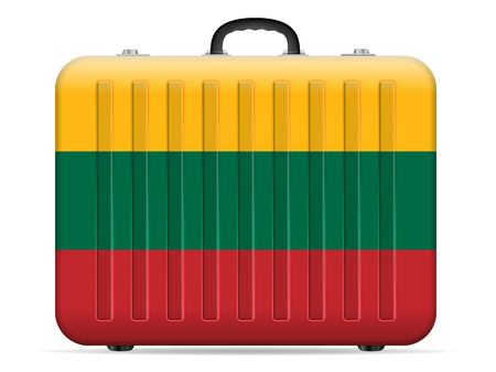Lithuania flag travel suitcase on a white background. Vector illustration.のイラスト素材