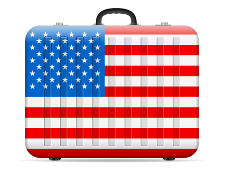 USA flag travel suitcase on a white background. Vector illustration.のイラスト素材