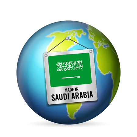 Sign made in Saudi Arabia on a white background.のイラスト素材