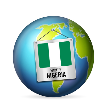 Sign made in Nigeria on a white background.のイラスト素材