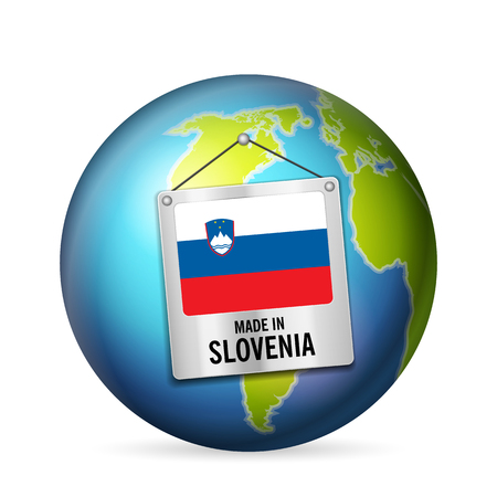 Sign made in Slovenia on a white background.のイラスト素材