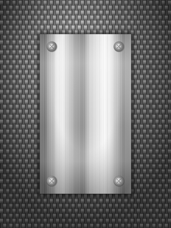 Metal plate on a carbon background. Vector illustration.のイラスト素材