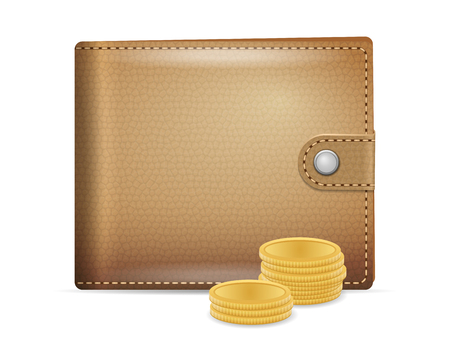 Wallet and coins on a white background.のイラスト素材