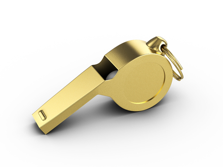 Referee whistle on a white background. 3d illustration.の写真素材