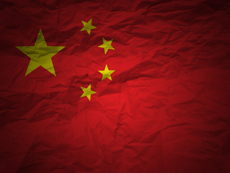 China flag on a grunge paper backgroundのeditorial素材