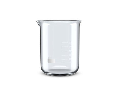 Glass beaker on a white background. 3d illustration.の写真素材