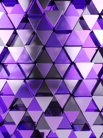 Abstract background formed from purple triangles. 3D illustration.