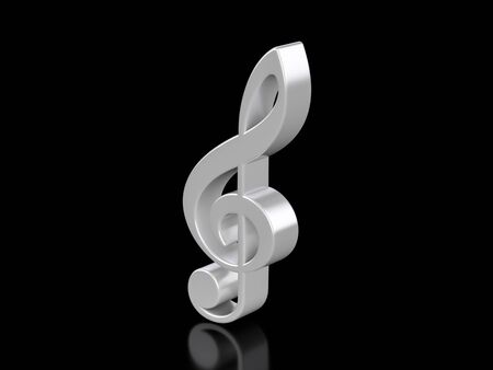Metallic music note symbol on a black background. 3d illustration.の写真素材