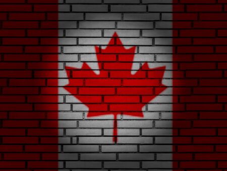 Canada flag on brick wall. 3d illustration.の写真素材