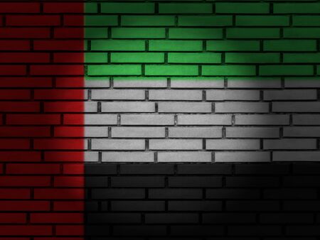 UAE flag on brick wall. 3d illustration.の写真素材