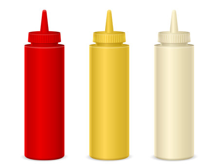 Sauce bottles on a white background. Vector illustration.のイラスト素材