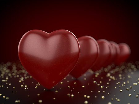 Valentines day background with hearts. 3d illustration.