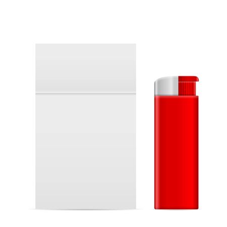 Lighter and pack of cigarettes on a white background.のイラスト素材
