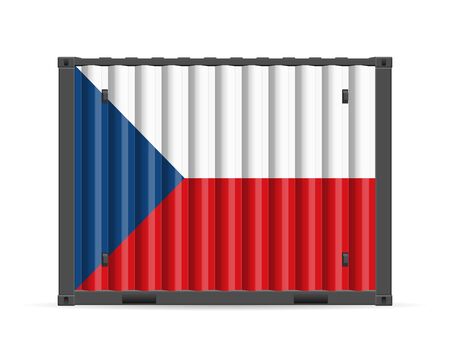 Cargo container Czech Republic flag on a white background. Vector illustration.のイラスト素材