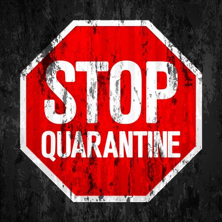 Stop quarantine road sign grunge textureのイラスト素材