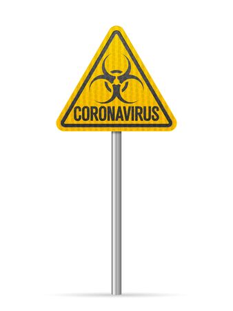 Road sign coronavirus on a white background. Vector illustration.のイラスト素材