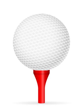 Golf ball on tee on a white background. Vector illustration.のイラスト素材