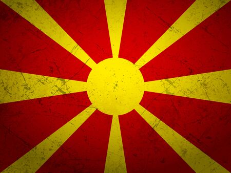 Grunge North Macedonia flag textured background. Vector illustration.のイラスト素材