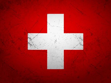 Grunge Switzerland flag textured background. Vector illustration.のイラスト素材