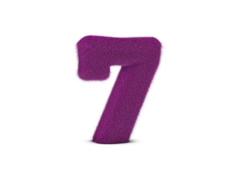 Fur number Seven on a white background. 3d illustration.の写真素材