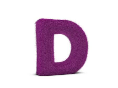 Fur letter D on a white background. 3d illustration.の写真素材